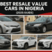 Top 10 Best Resale Value Cars in Nigeria (2026 Guide)